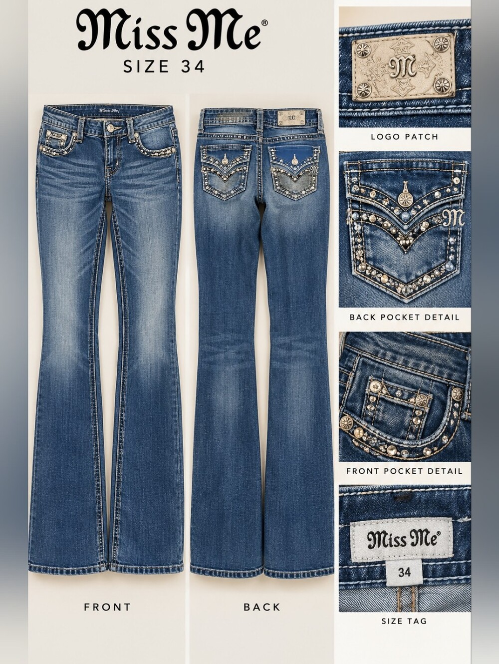 Miss Me         Embellished Flare Jeans